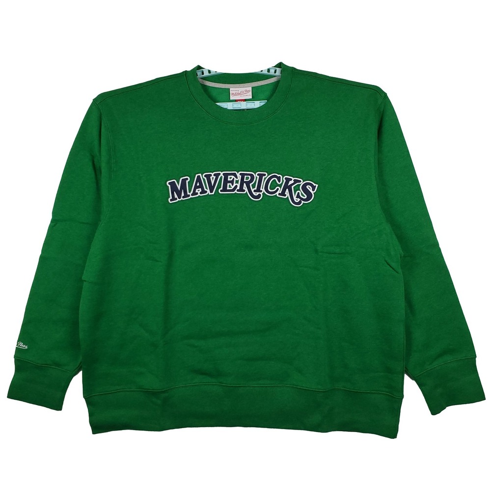 Dallas Mavs Mitchell & Ness NBA 3XL XXXL Sweatshirt Cut & Sew Logo Art Green NWT